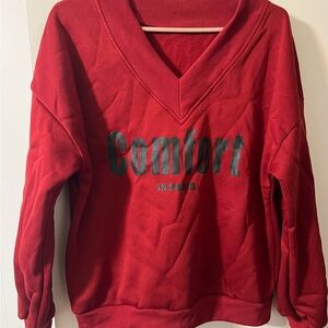 SHEIN Red V-Neck Sweater